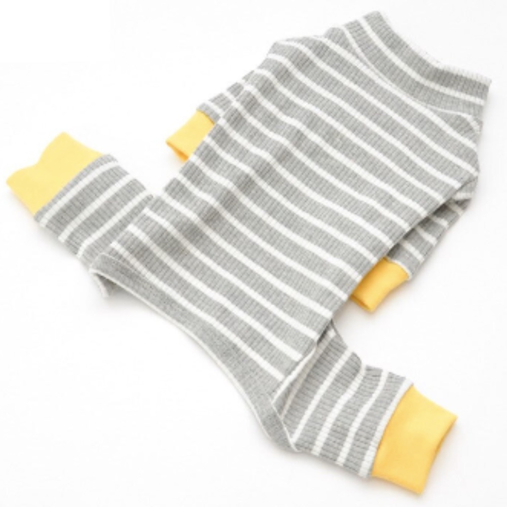 Color-block Stripe DOG Pajamas - GREY AND WHITE